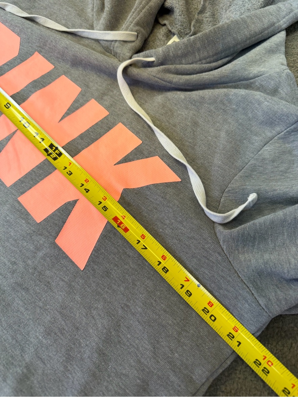 PINK Victoria's Secret 2pc Fleece Cropped Hoodie & Shorts Gray/Peach Orange M/L - Picture 8 of 10